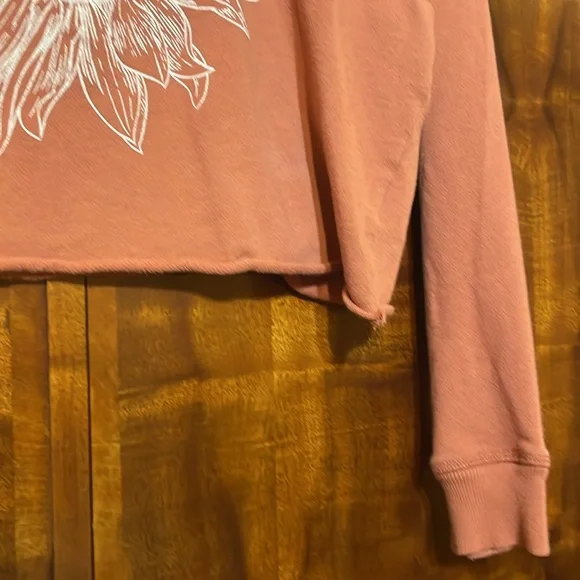 Originality Juniors M Pink Cotton Sunflower Crop Top Long Sleeve Made USA - Picture 13 of 13